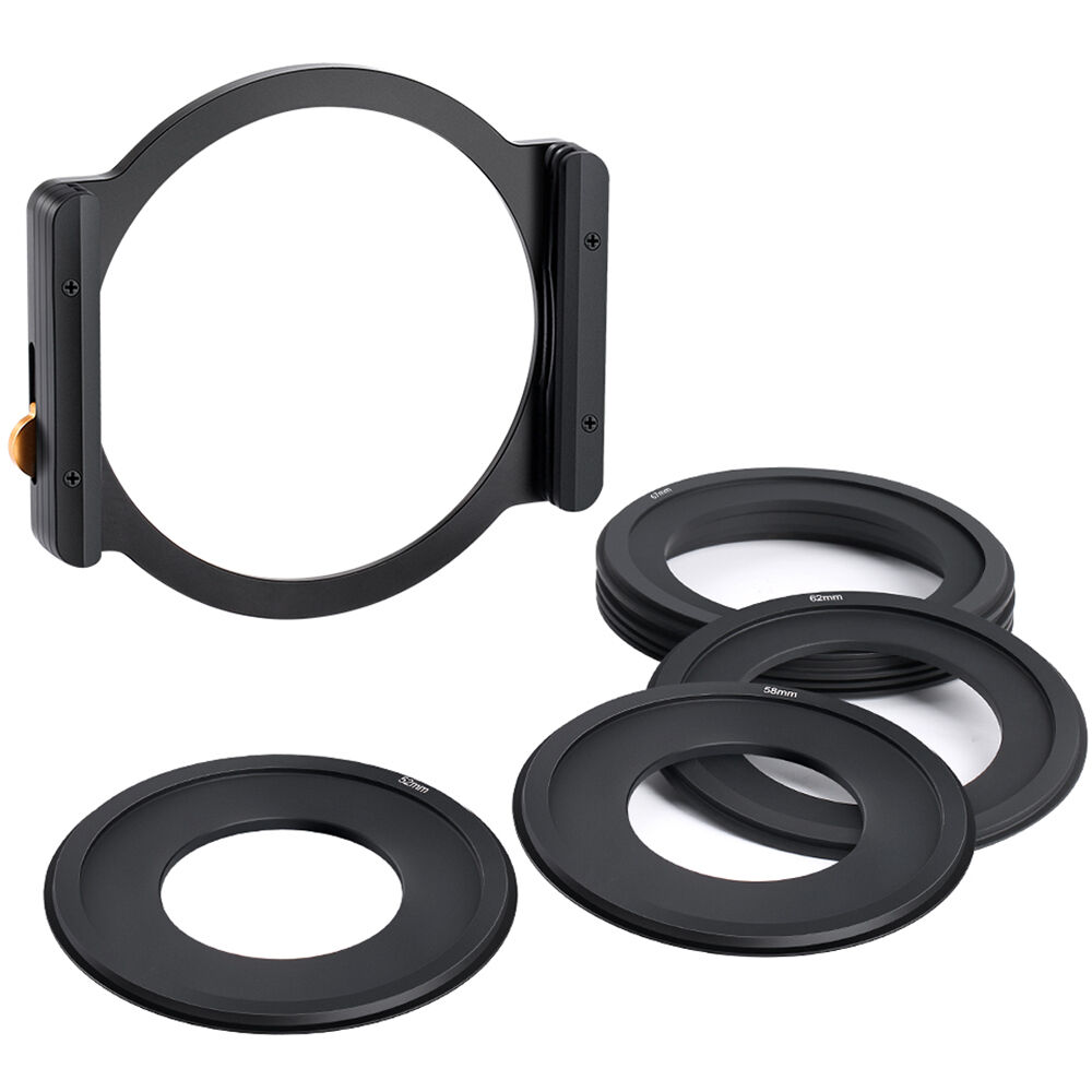 K&F Concept Metal Square Filter Holder 100mm with 8 Lens Filter Adapter Rings 49mm-82mm