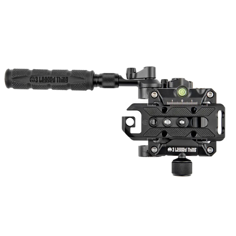 Camera mount with leveling bubble on a white background