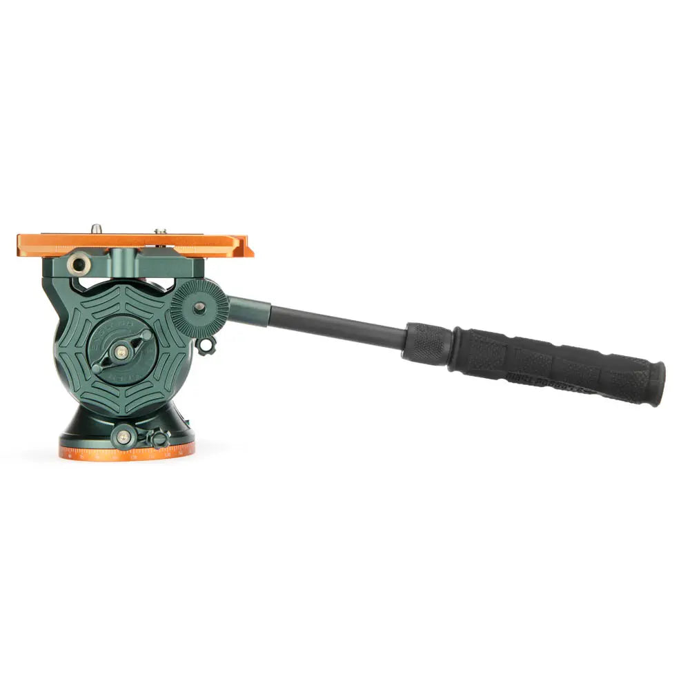Camera slider with green and orange design on a white background