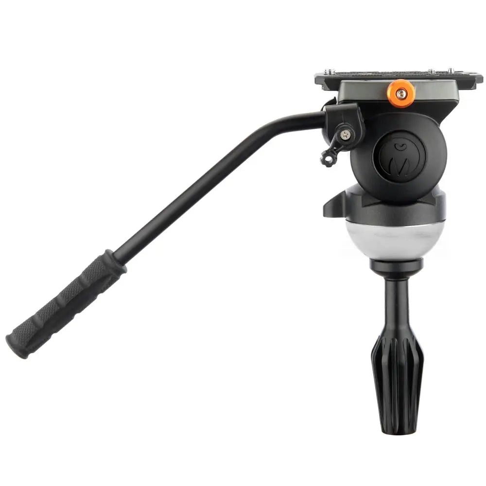 Camera tripod head with adjustable arm on a white background