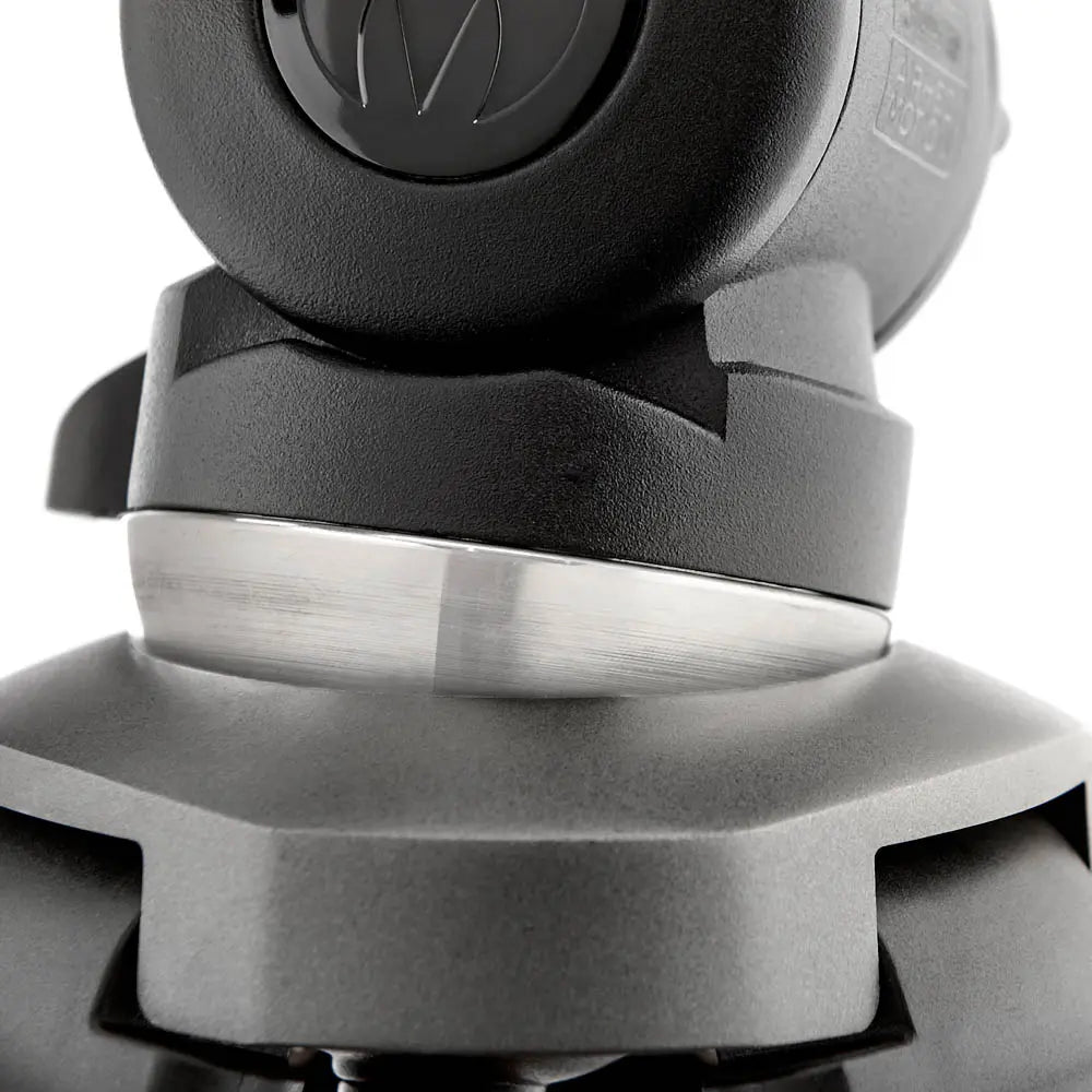Close-up of a black and gray mechanical component on a white background