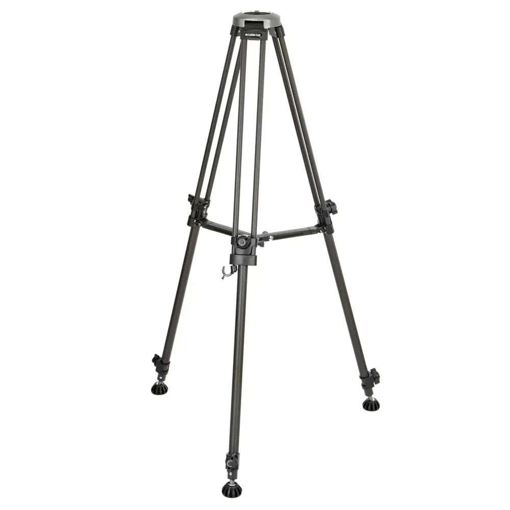 Black tripod stand on a white background