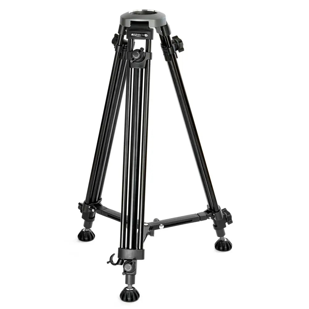 Black tripod stand on a white background