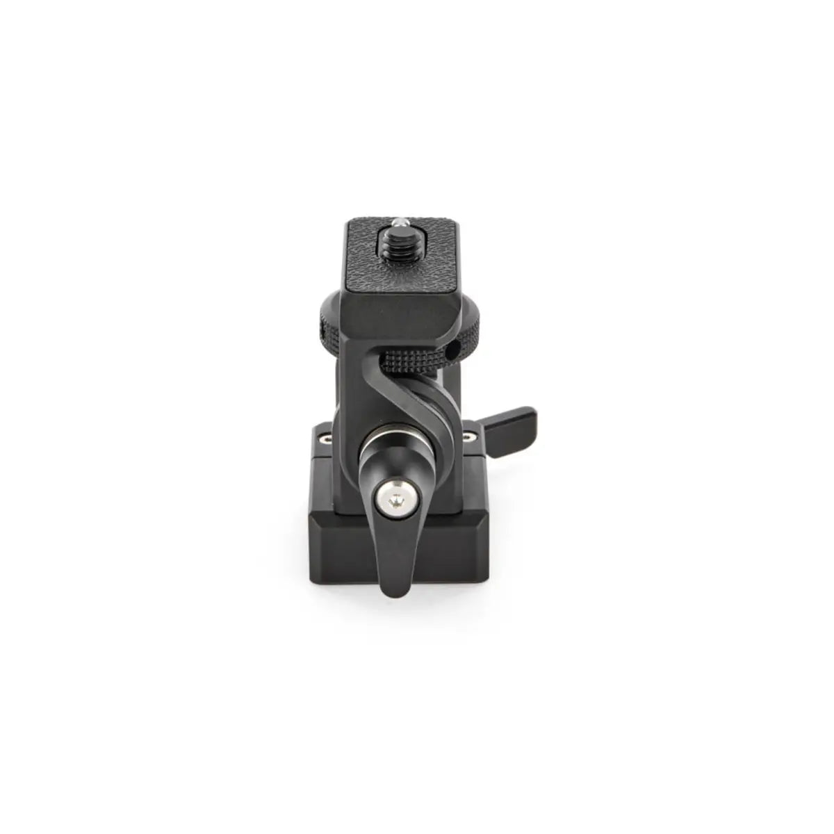 Black camera accessory on a white background