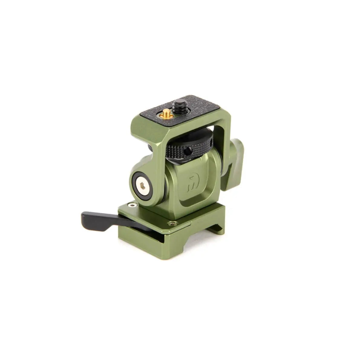 Green camera mount on a white background