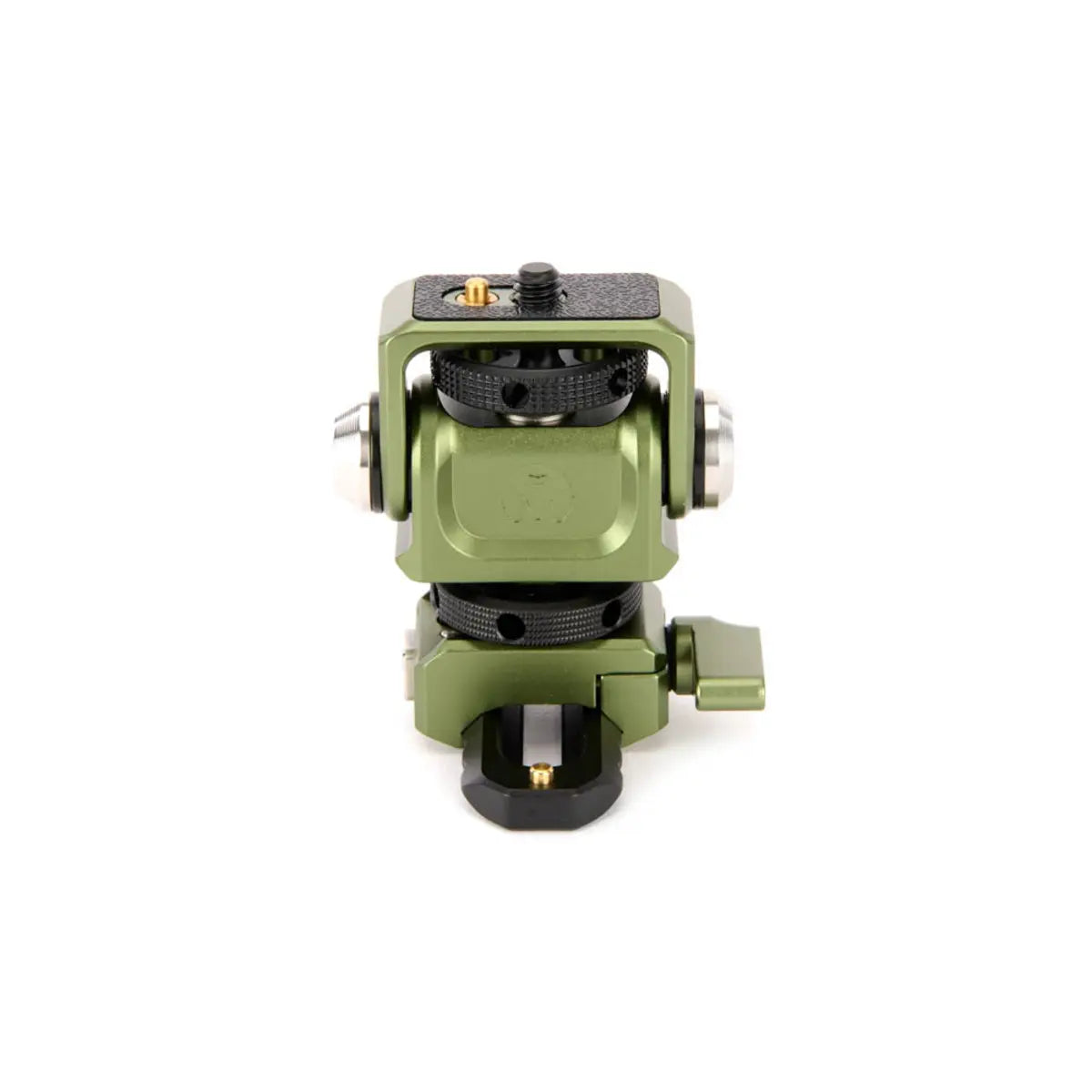 Green surveying instrument on a white background