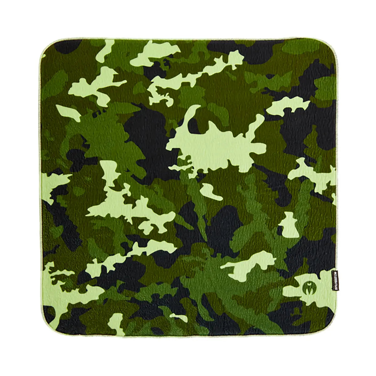 Camouflage-patterned mouse pad with a brand logo on a white background