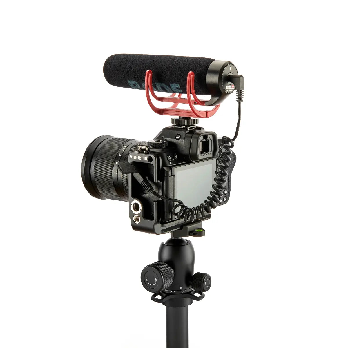 Camera with microphone on a white background