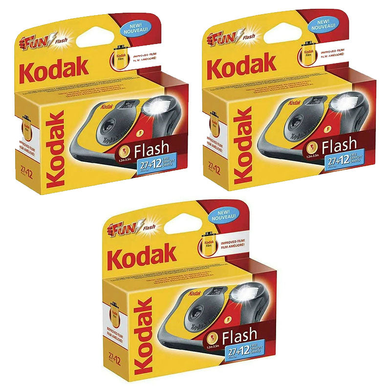 Kodak Single Use FunSaver Film Camera with Flash (27 Exposures +12 free) 3 pack