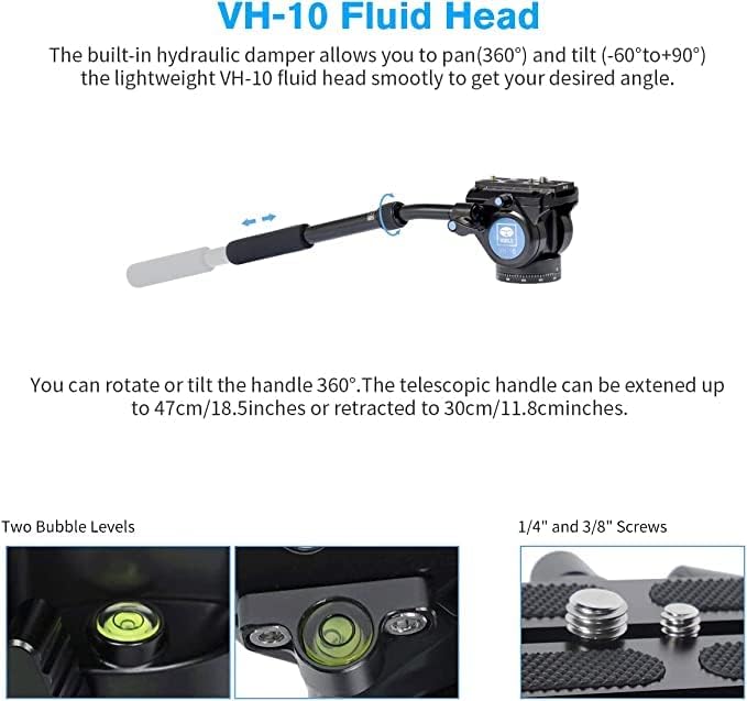 SIRUI P-424FL 78.5" Carbon Fiber Camera Monopod with VH-10 Fluid Video Head