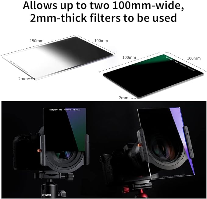 K&F Concept Metal Square Filter Holder 100mm with 8 Lens Filter Adapter Rings 49mm-82mm