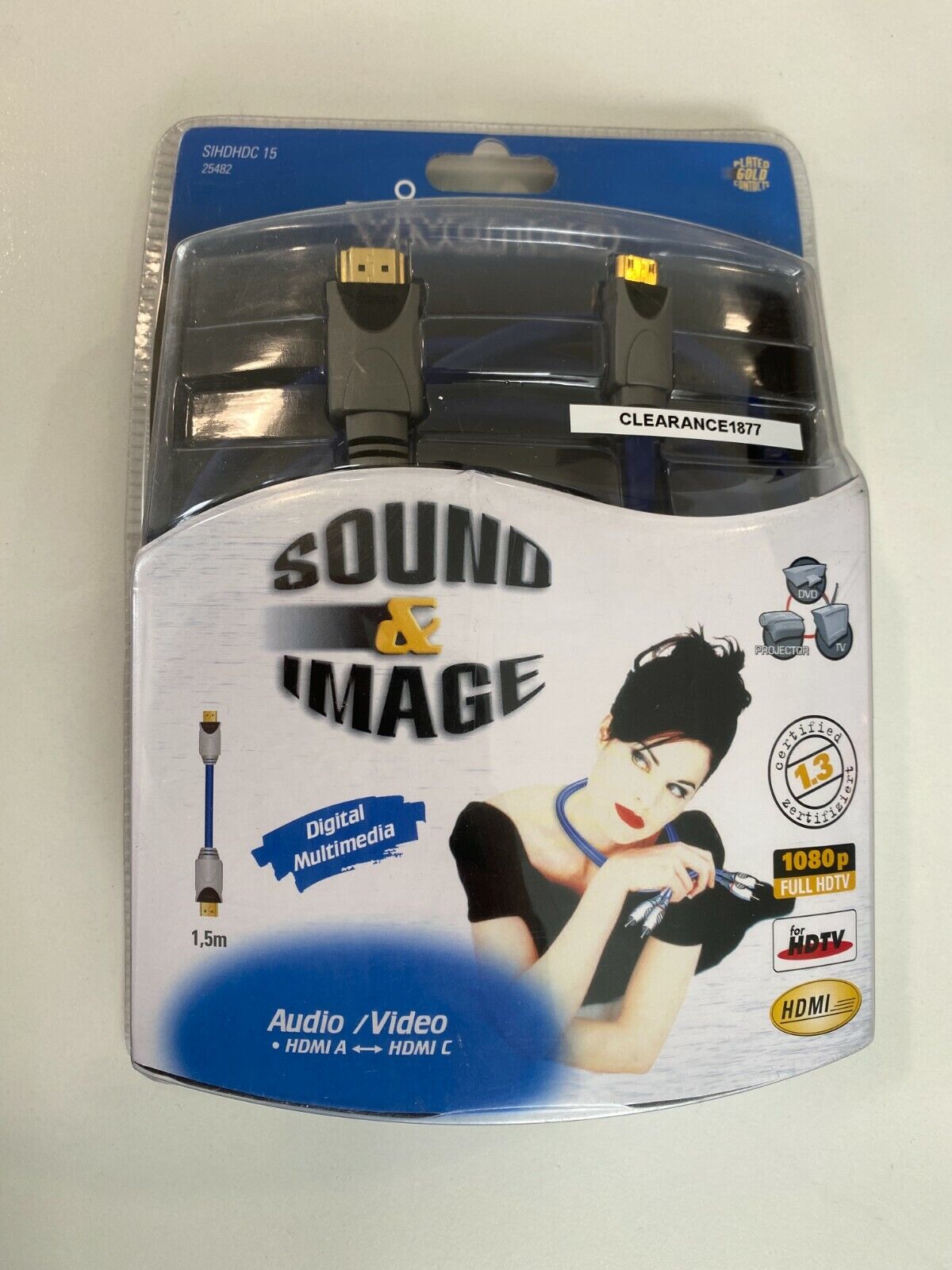 Product Image of Clearance Vivanco Audio/Video Cable HDMI A Male to HDMI C Male 24 K Gold-Plated Contacts Solid Metal Connector