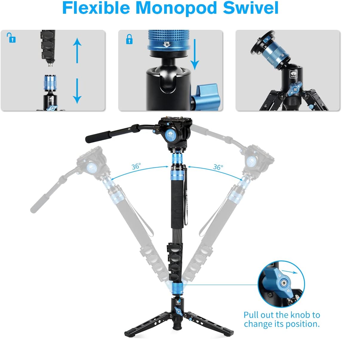 Product Image of Sirui Carbon Fibre Tripod with monopod kit and fluid head