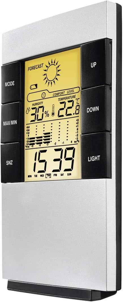 Hama 186379 TH-200 Weather Station (Silver, Indoor Hygrometer, Indoor Thermometer, Battery, AAA)