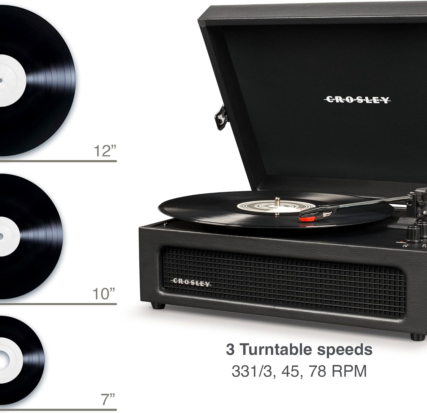 Crosley Voyager Portable Retro vinyl record player turntable with bluetooth – Black