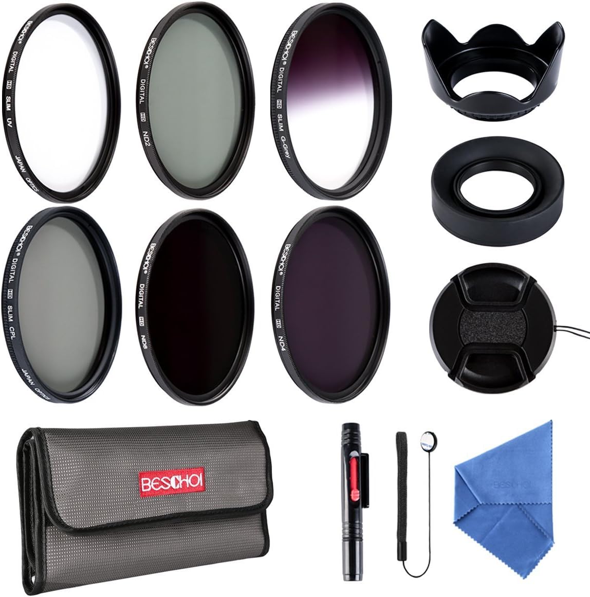 Beschoi 58mm UV CPL Filters, Neutral Density ND Filter Kit (ND2 + ND4 + ND8)