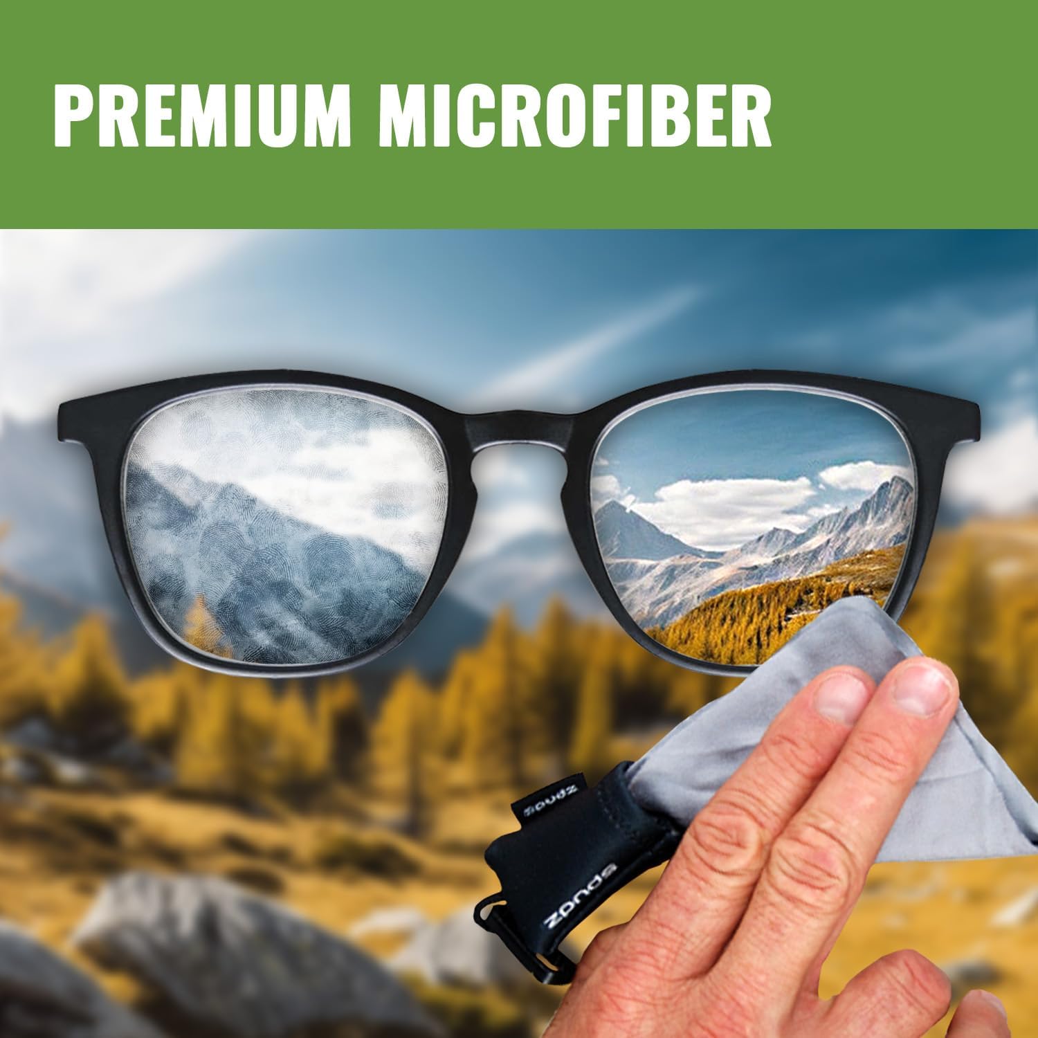 Spudz 10x10 Classic Lens Cloth In Pouch - Gray Chevron