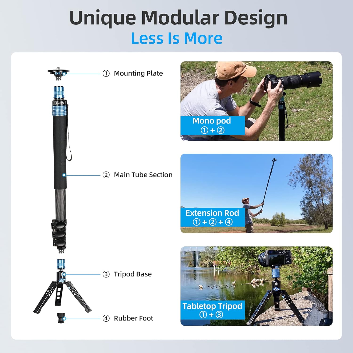 SIRUI P-424FL 78.5" Carbon Fiber Camera Monopod with VH-10 Fluid Video Head