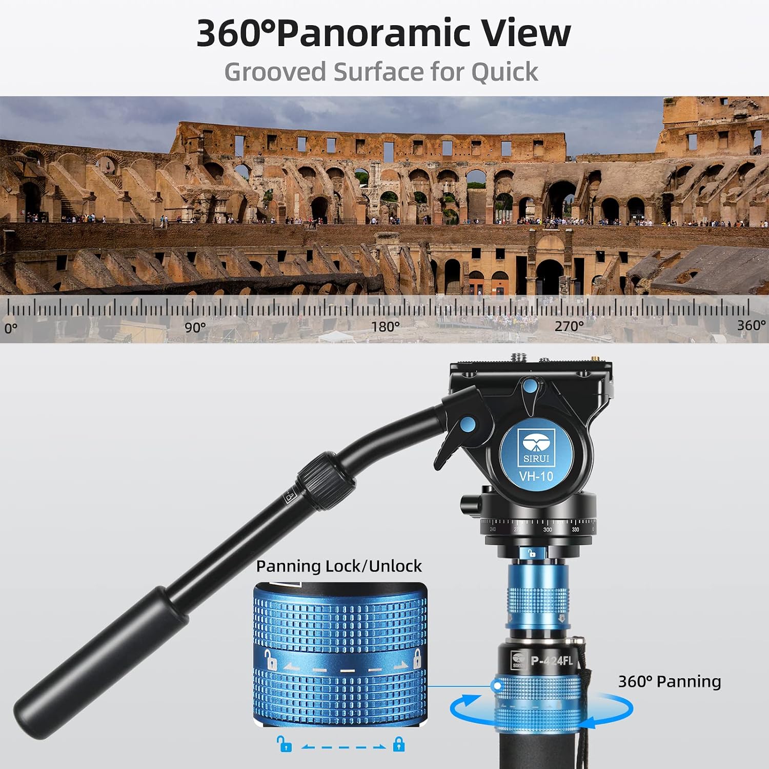 SIRUI P-424FL Carbon Fibre Monopod with VH-10 Fluid Video Head