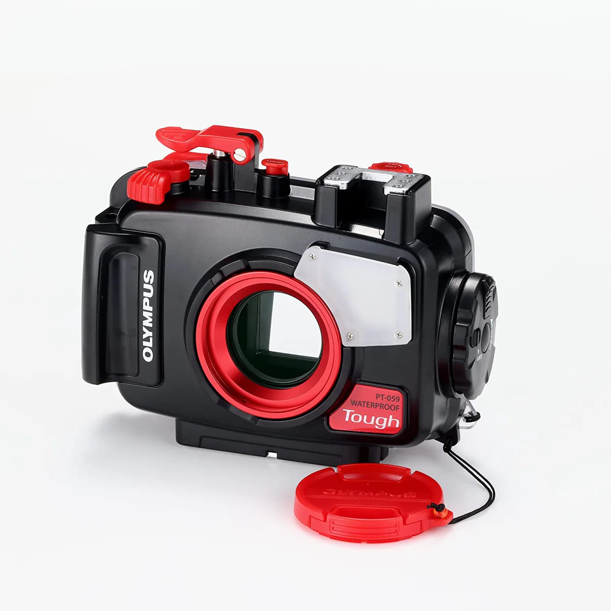 OM System TG-7 Tough Digital Camera - Red with Olympus PT-059 Underwater Housing