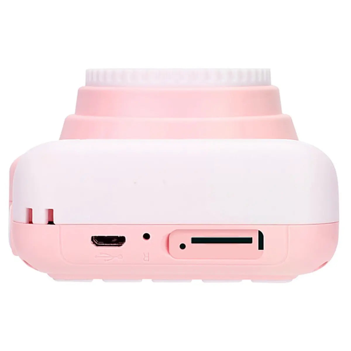 Pink and white electronic device on a white background