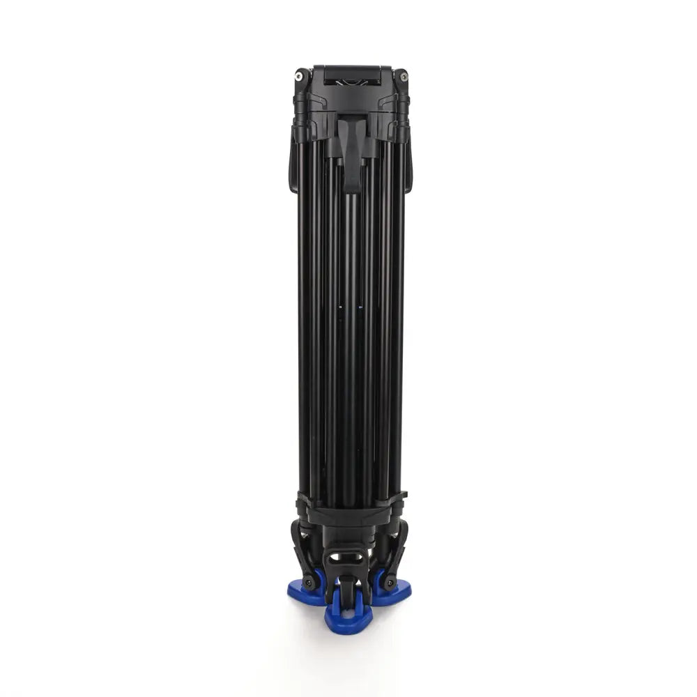 Black and blue adjustable stand on a white background