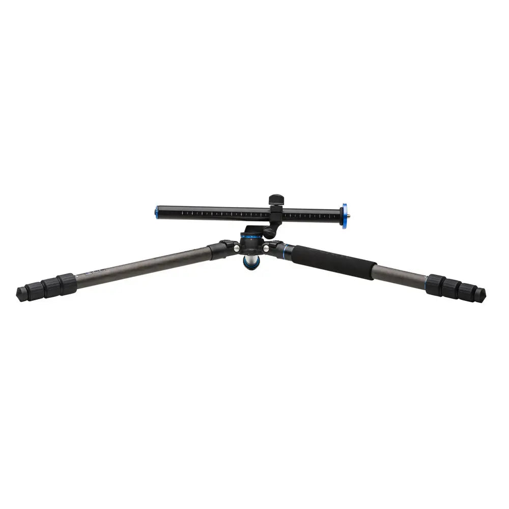 Benro GoPlus Traveller series FGP28C Tripod - Carbon Fiber side angle with centre column in horizontal position