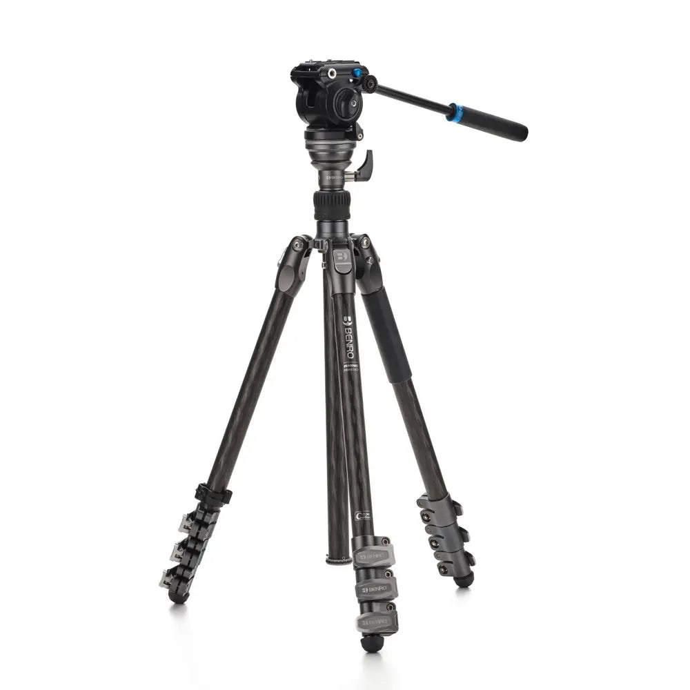Camera tripod on a white background