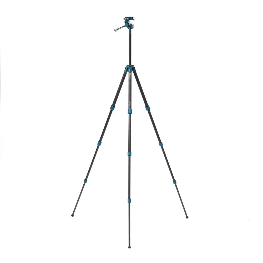 Black tripod with blue accents on a white background