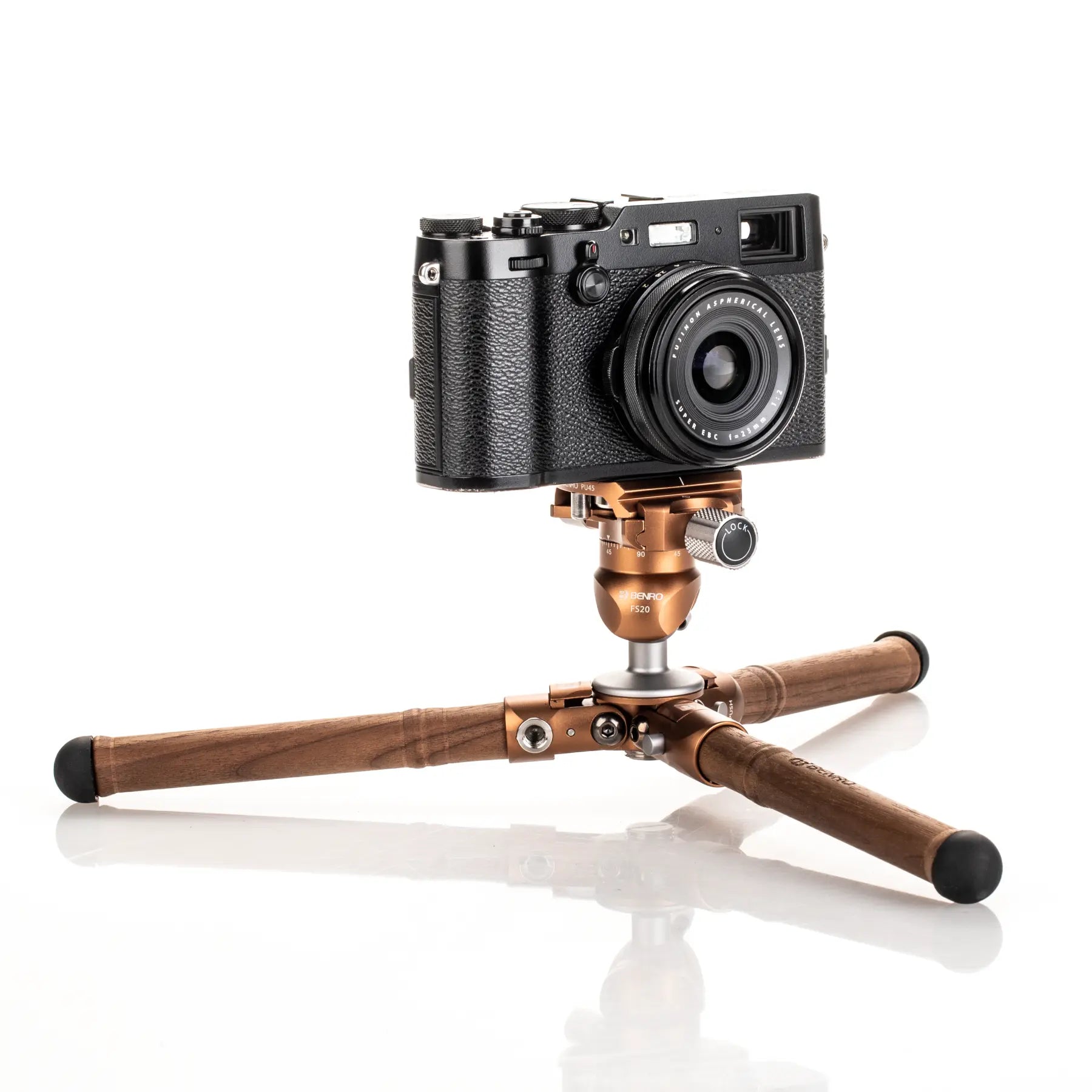 Benro Tablepod Tripod Wooden Edition Kit side angle with legs extended horizontally