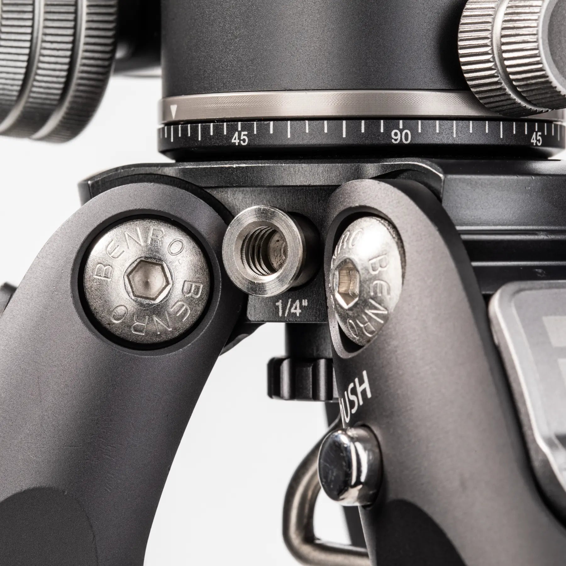 Benro Tortoise 35C Carbon Fibre Tripod with GX35 Ballhead Kit side angle of 1/4" thread mount