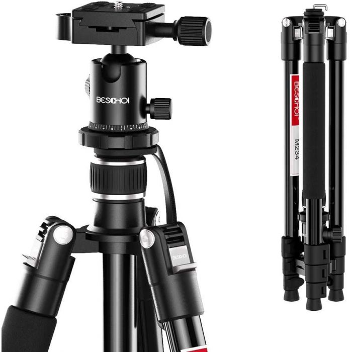 Beschoi M234 Compact Lightweight Aluminium Travel Tripod