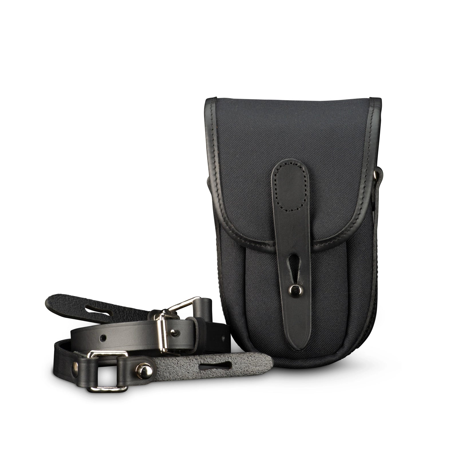 Billingham TEN-16 Black Fibrenyte/Black front angle with strap