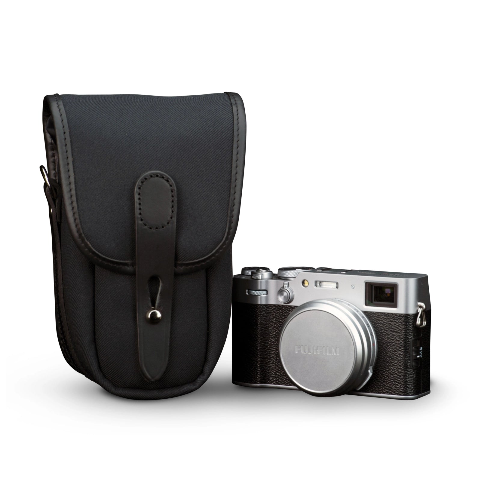 Billingham TEN-16 Black Fibrenyte/Black front angle with fuji x100VI