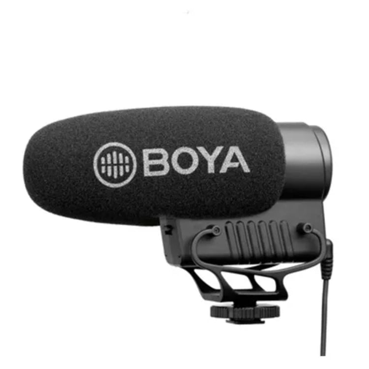 Boya microphone on a white background