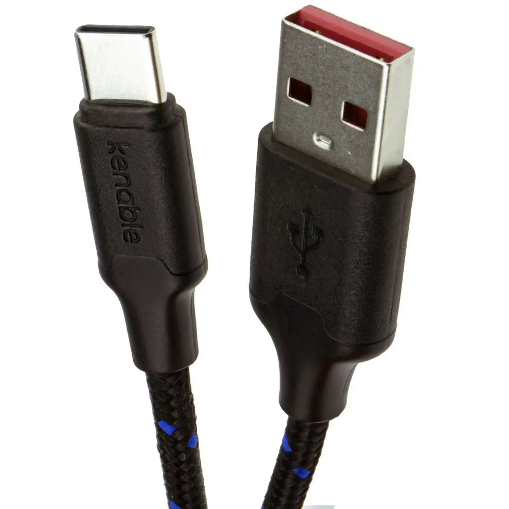 Black USB cable with Type-C connector on a white background