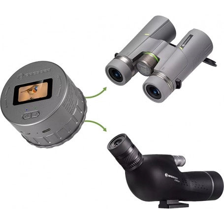 Bresser Wifi Universal Eyepiece Camera LCD Display with binoculars and spotting scope
