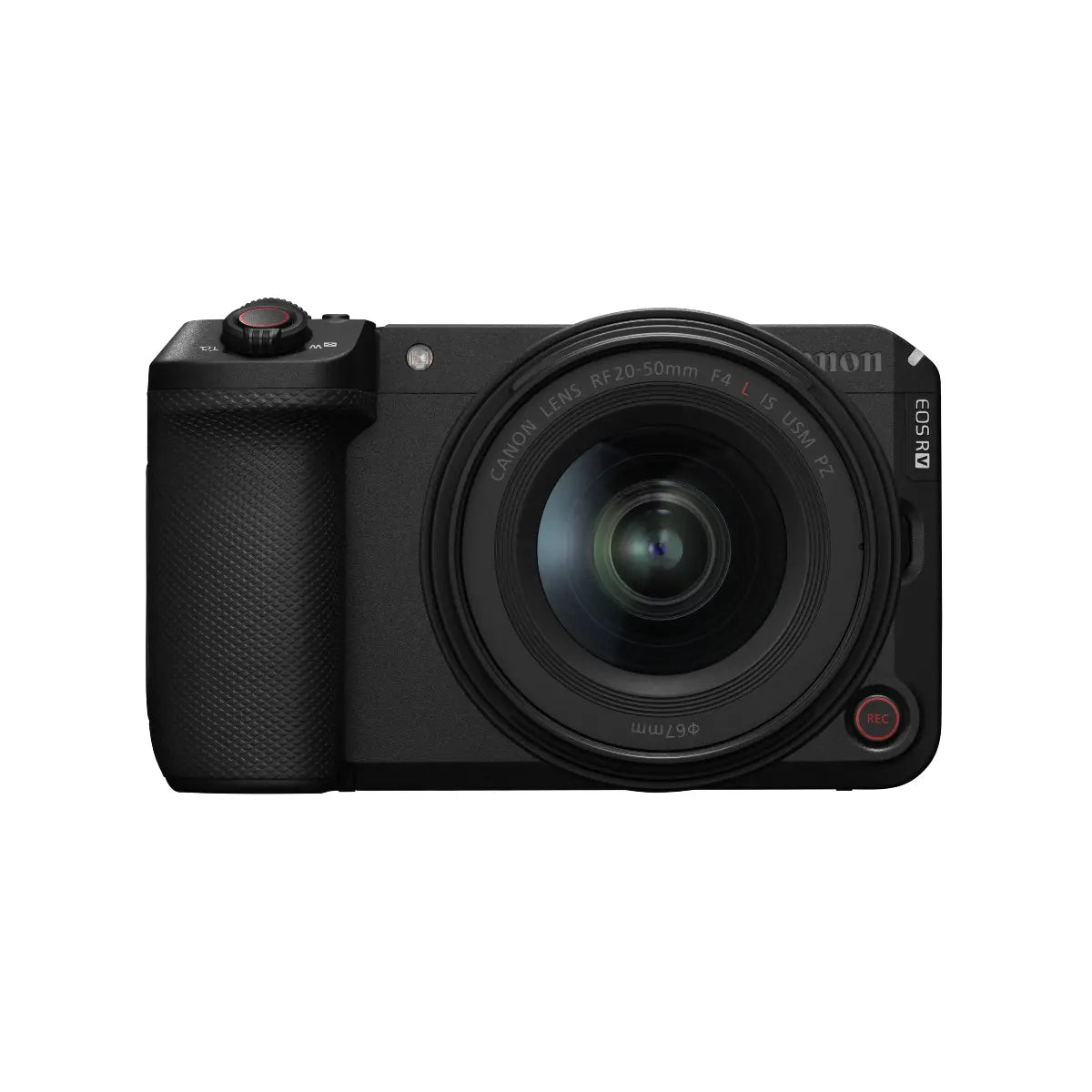 Black Canon EOS RP camera on a white background