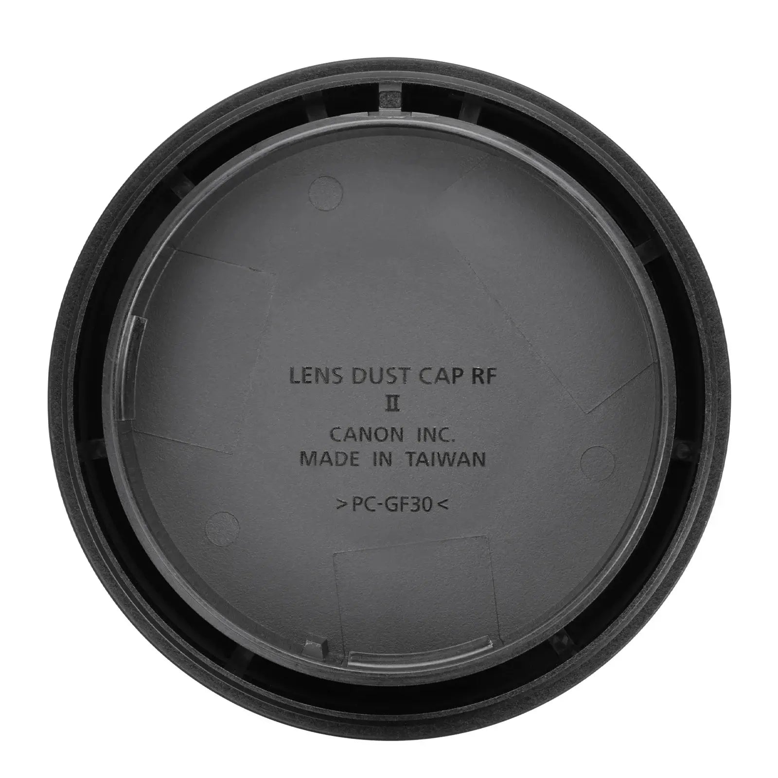 Canon lens dust cap RF II on a white background