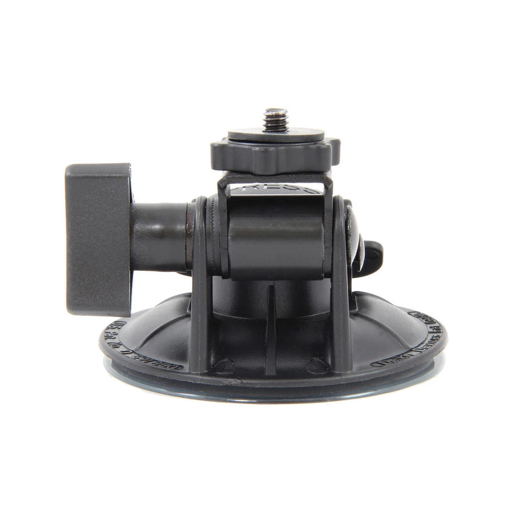 Black suction cup mount on a white background