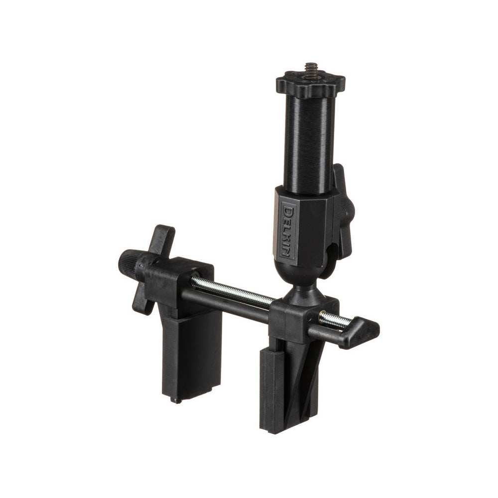 Black metal clamp on a white background
