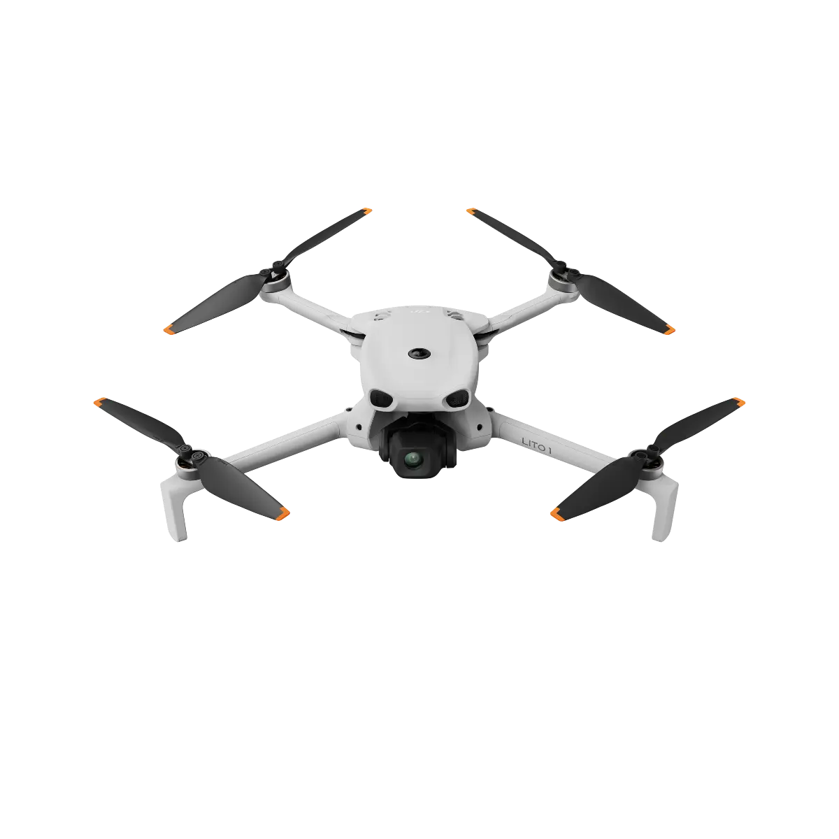White drone with four propellers on a white background