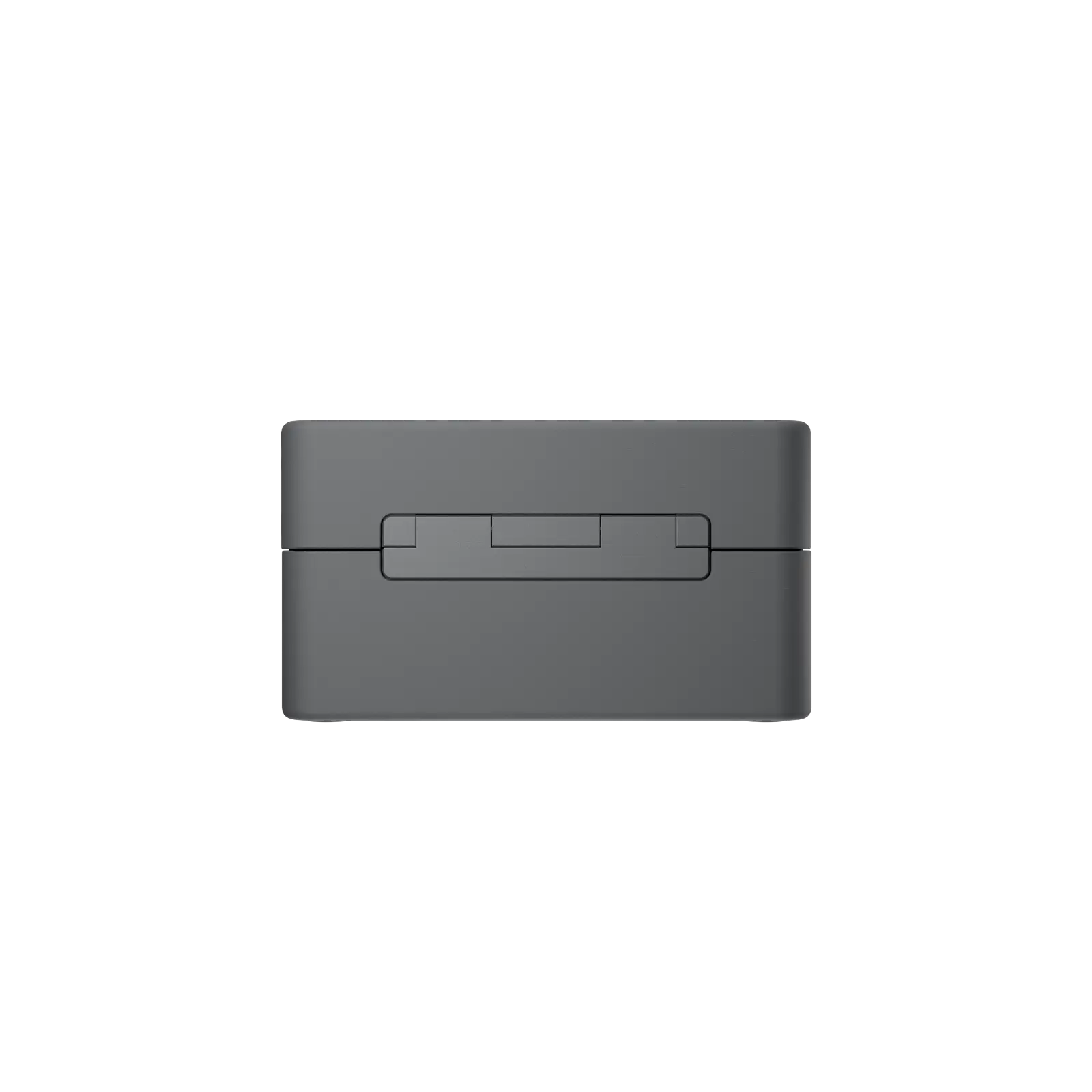 Black rectangular device with a sliding cover on a white background