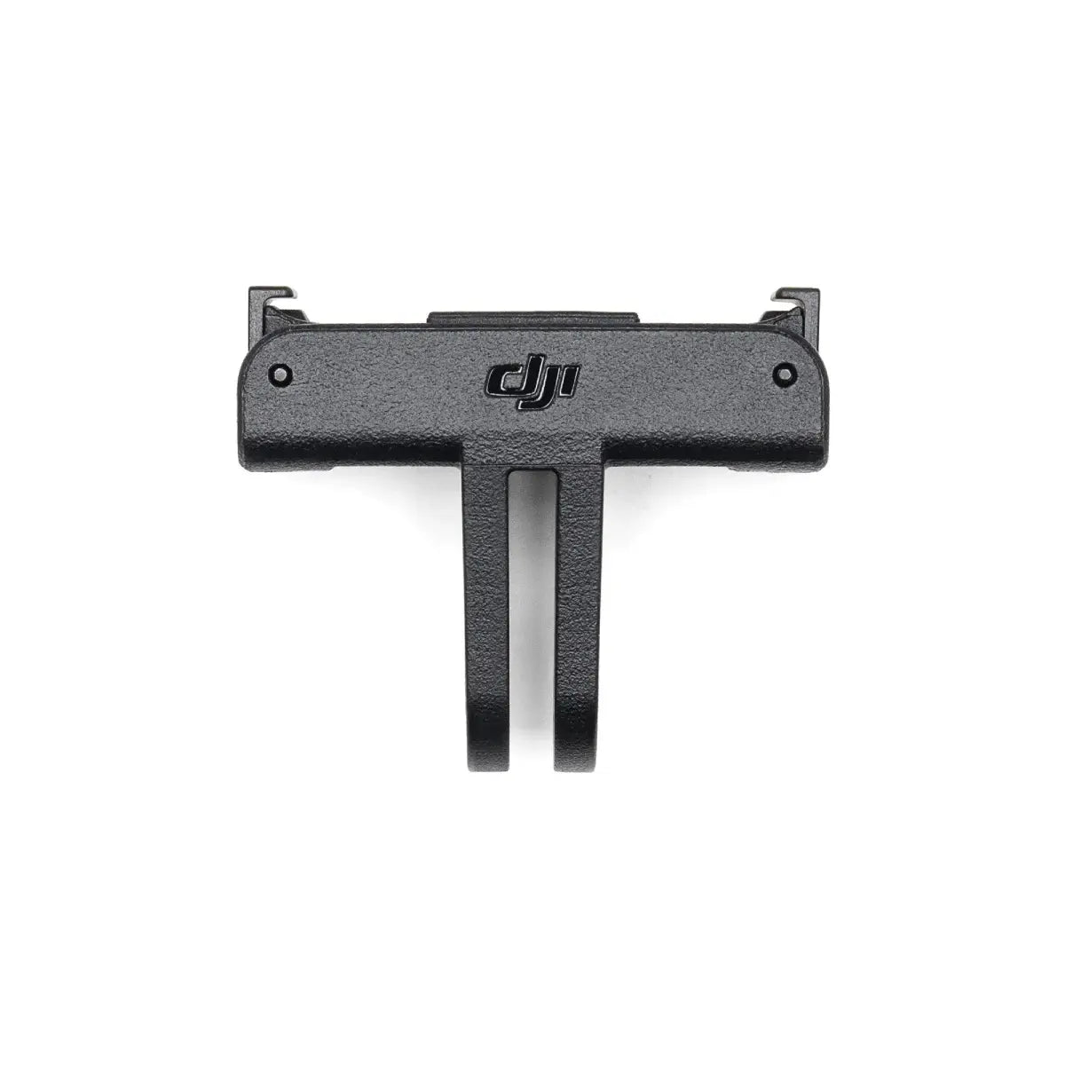 Black metal bracket with DJI logo on a white background