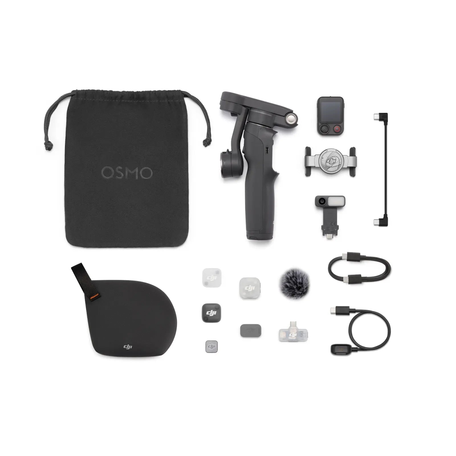 Collection of DJI Osmo accessories on a white background