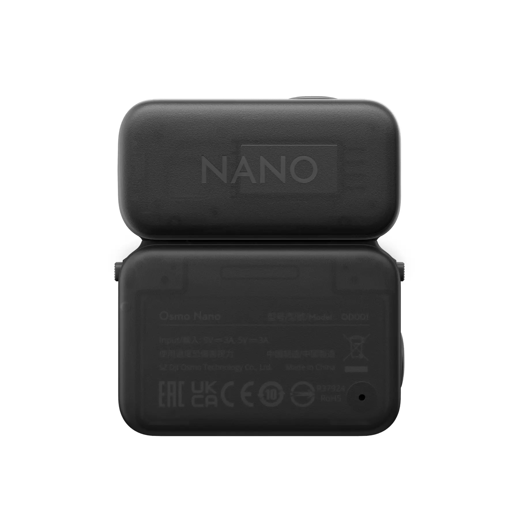 Black electronic device with 'NANO' branding on a white background