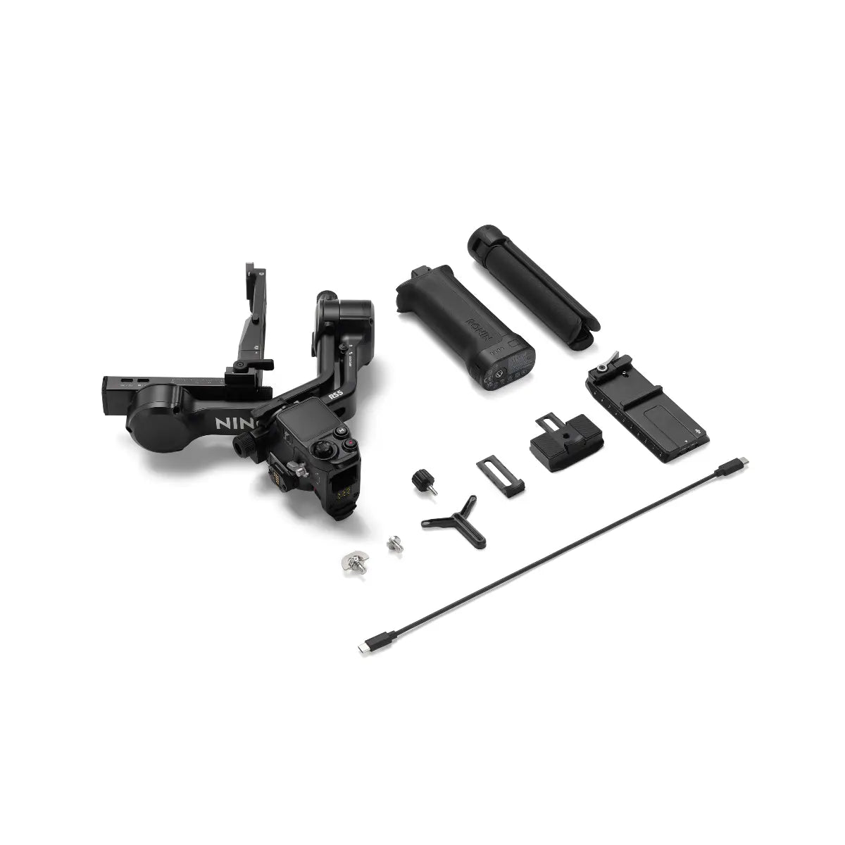 Black mechanical components on a white background
