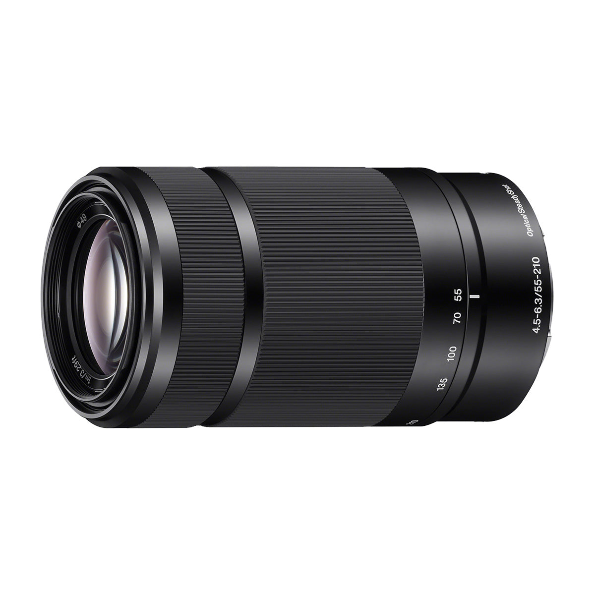 E 55-210 mm F4.5-6.3 OSS Lens side angle