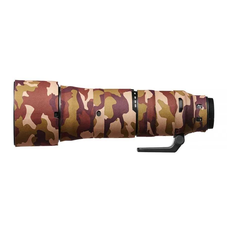 Camouflage-patterned lens on a white background