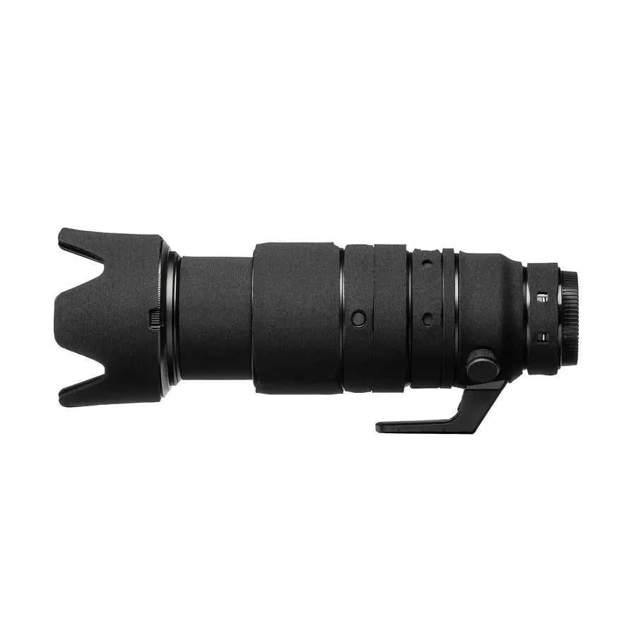 Black zoom lens on a white background